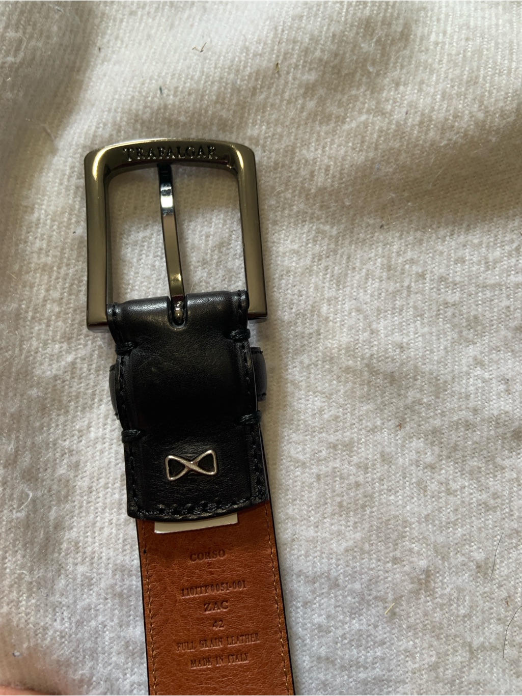Trafalgar Full-Grain Black Size 42 Leather Dress Belt — image 5 of 8